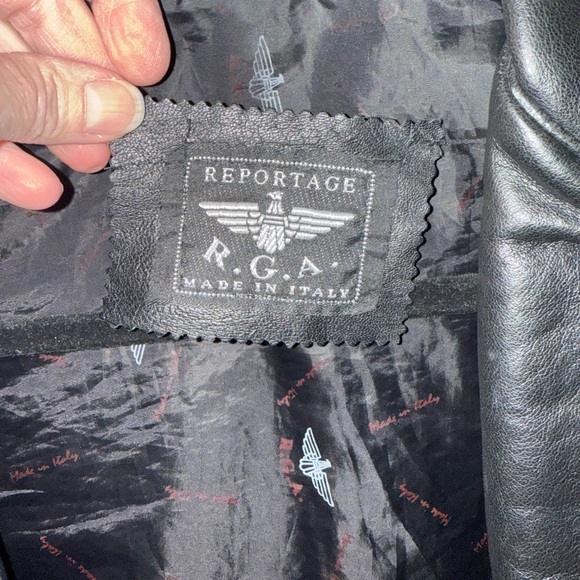 Black Italian Leather coat jacket women’s By Reportage R.G.A - Picture 6 of 8